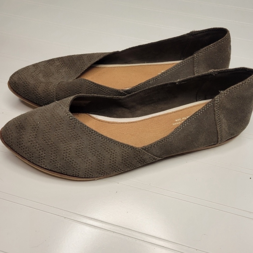 Toms Green Suede Jutti Flats Size 11